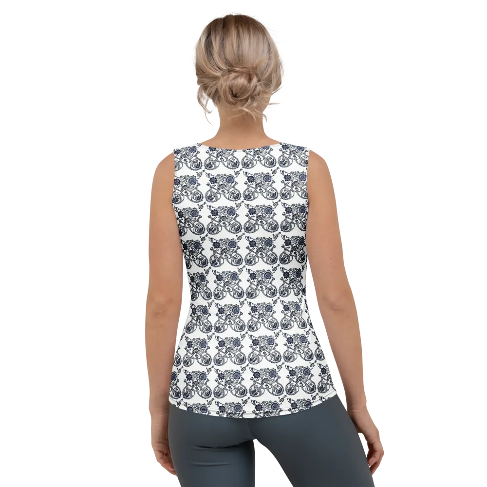 Navy Engraving on Women's Tank Top — Back