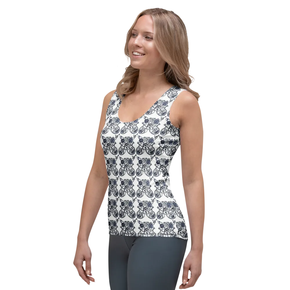 Navy Engraving on Women's Tank Top — Left Front