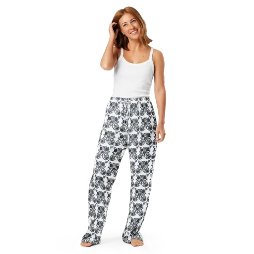 Navy Engraving on a Women's Pajama Pants