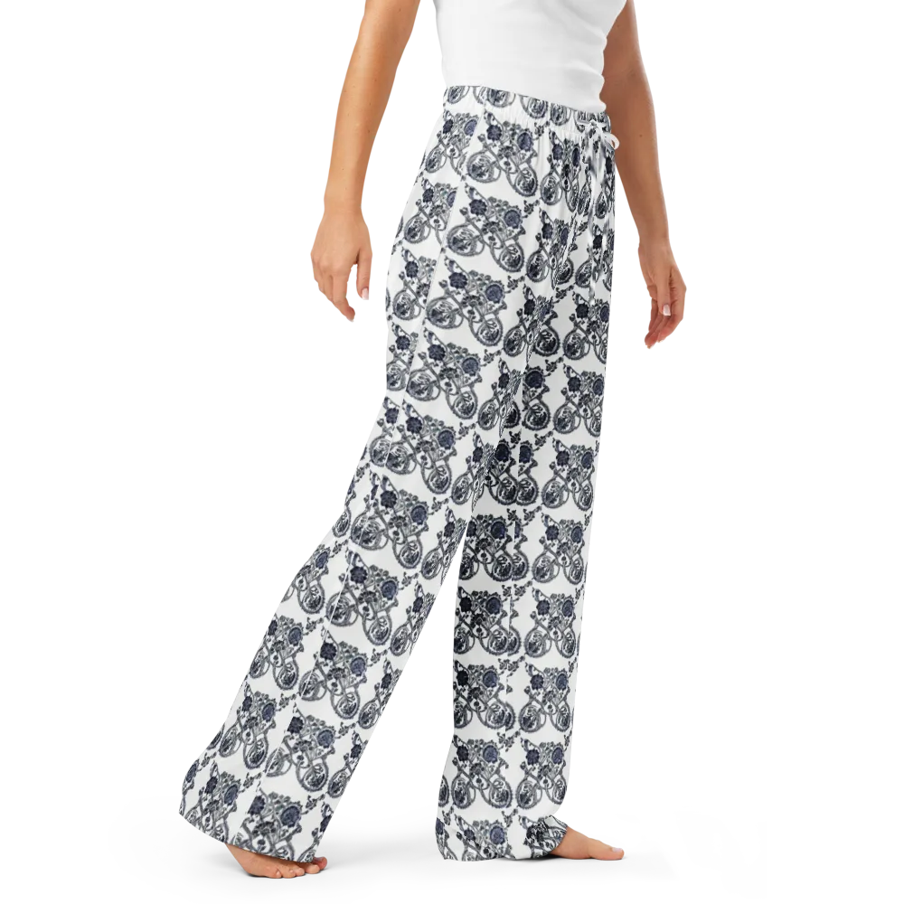 Navy Engraving on Women's Pajama Pants — Right Front