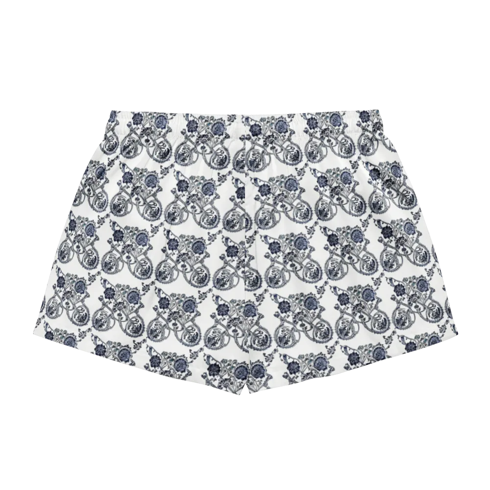Navy Engraving on Women's Pajama Shorts — Back