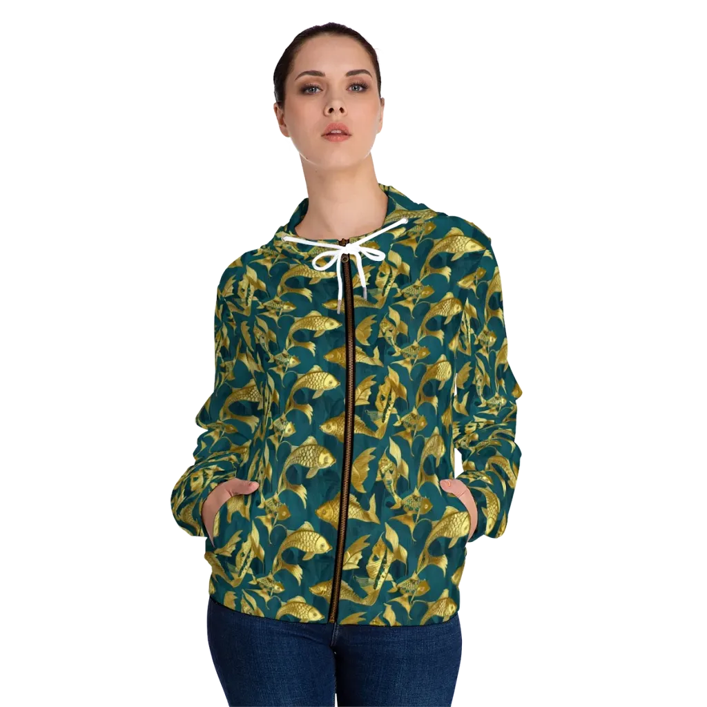 Tidal Aureole on Women's Full-Zip Hoodie — Front On Person