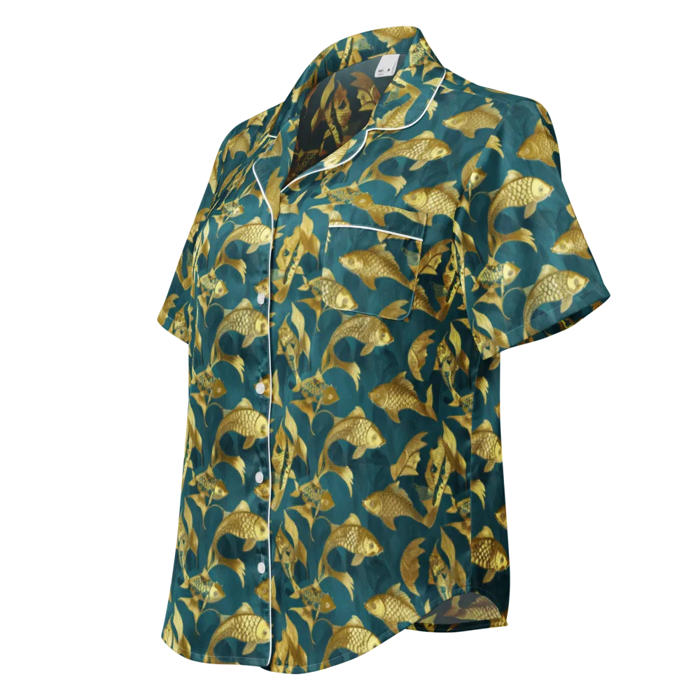 Tidal Aureole on Women's Short Sleeve Pajama Top — Left Front