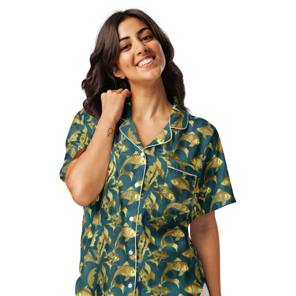 Tidal Aureole on Women's Short Sleeve Pajama Top — Front