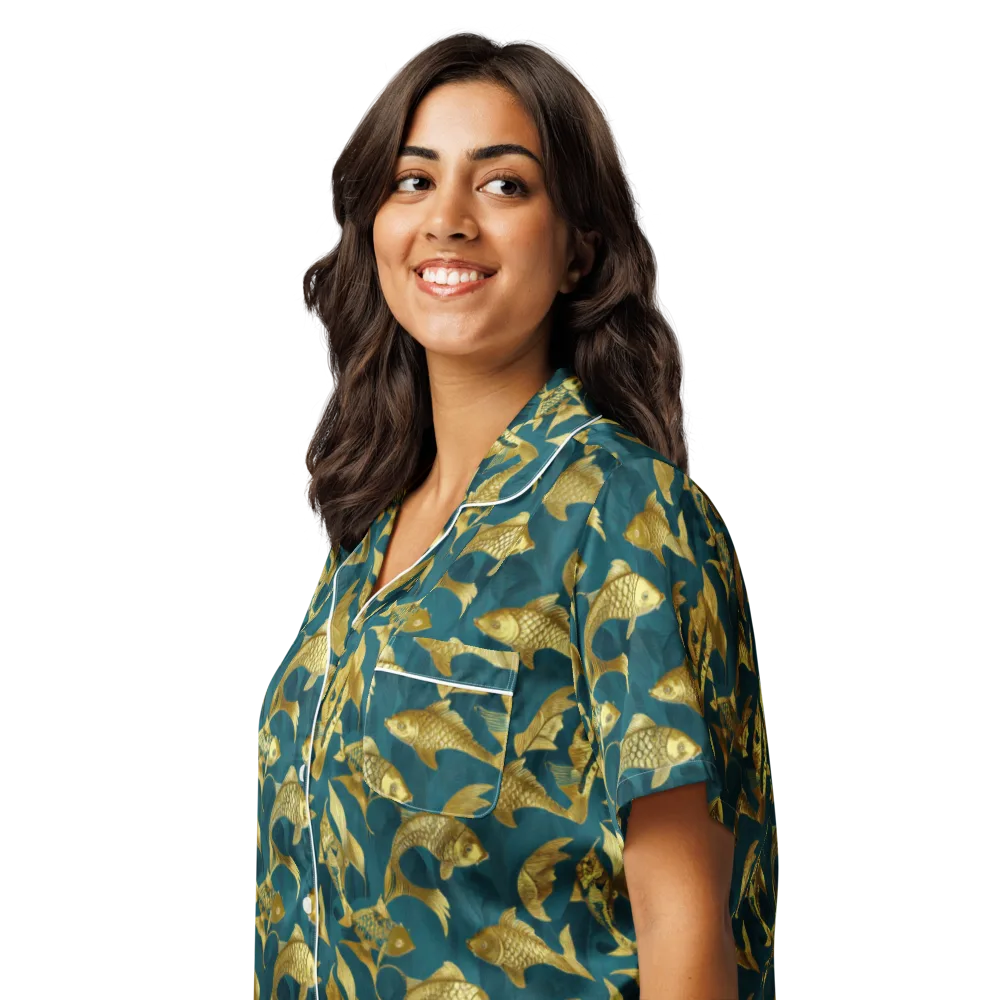 Tidal Aureole on Women's Short Sleeve Pajama Top — Left Front
