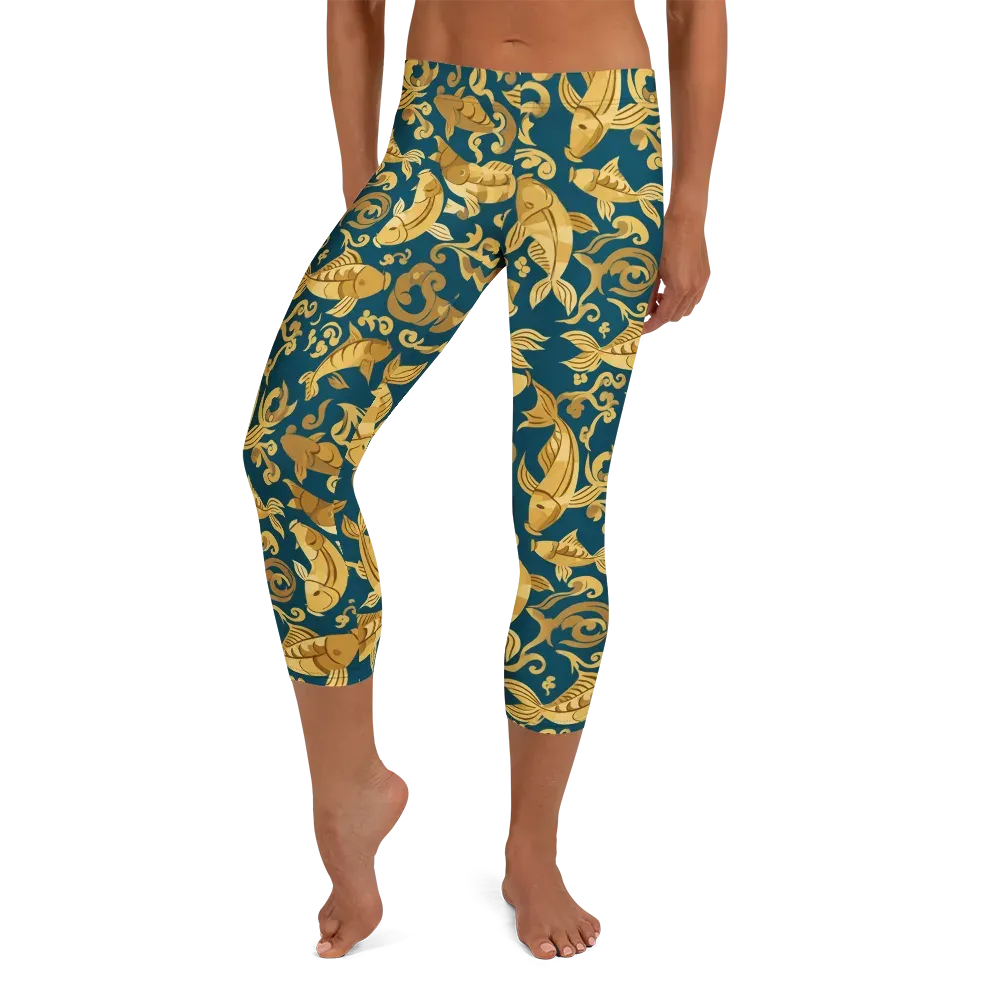 Golden Pond on Capri Leggings — Front