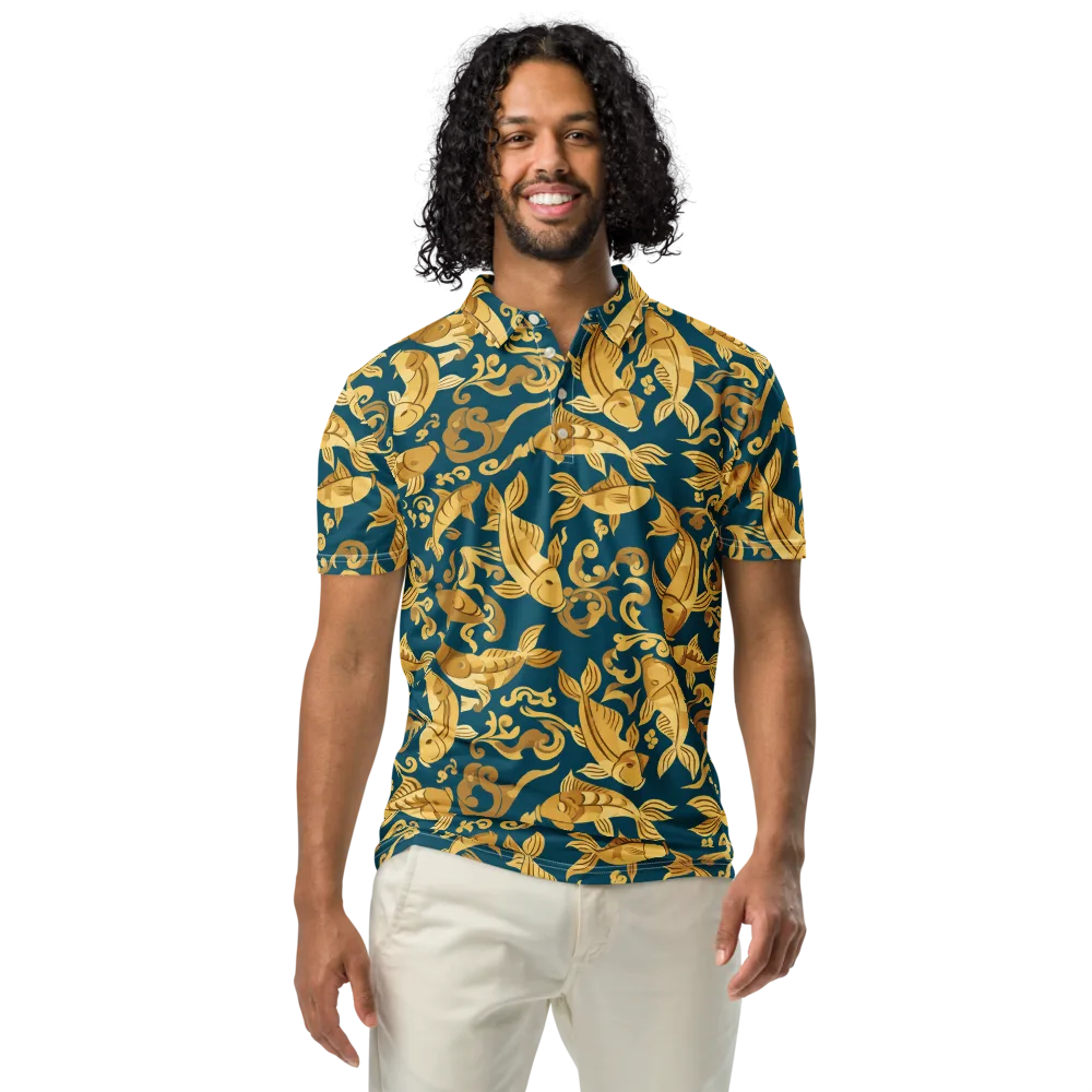 Golden Pond on Men's Slim Fit Polo Shirt — Front