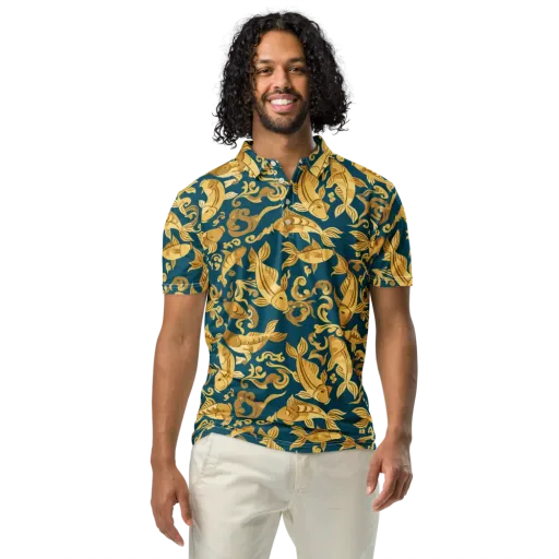 Golden Pond on a Men's Slim Fit Polo Shirt