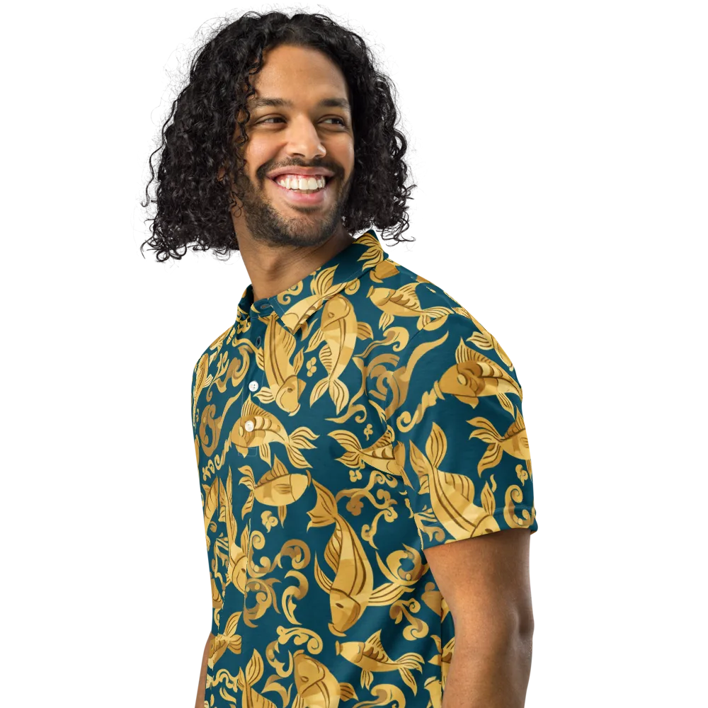 Golden Pond on Men's Slim Fit Polo Shirt — Left Front