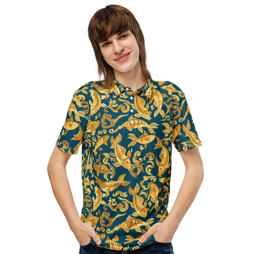 Golden Pond on Men's Slim Fit Polo Shirt — Front