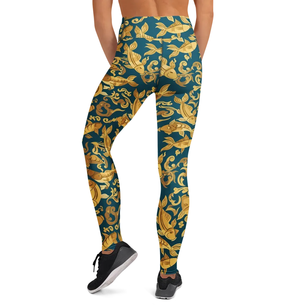Golden Pond on Yoga Leggings — Back