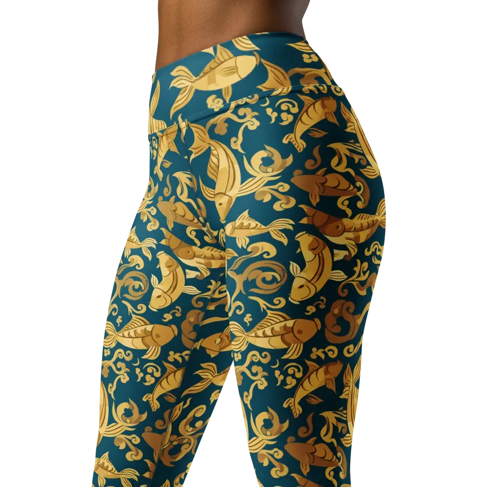 Golden Pond on Yoga Leggings — Left Front