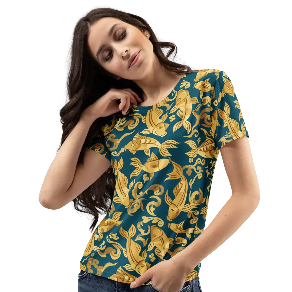 Golden Pond on Women's Crew Neck T-Shirt — Left Front