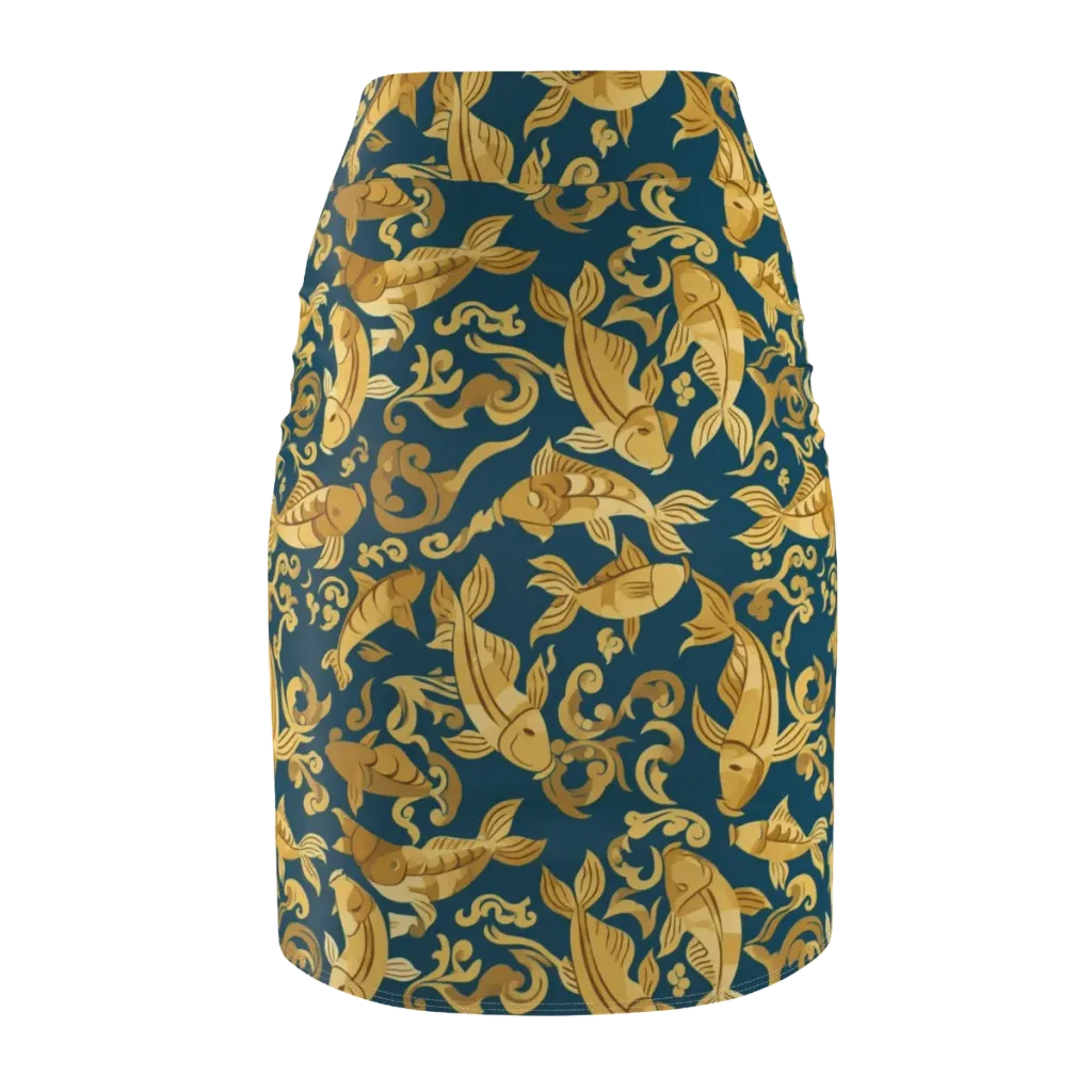 Golden Pond on Pencil Skirt — Back