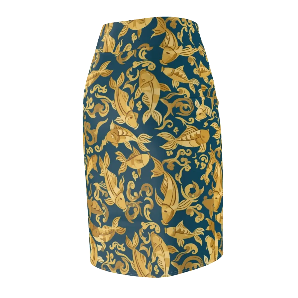 Golden Pond on Pencil Skirt — Back Side