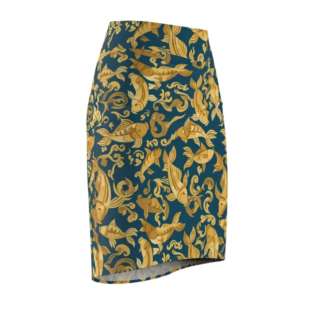 Golden Pond on Pencil Skirt — Front Side