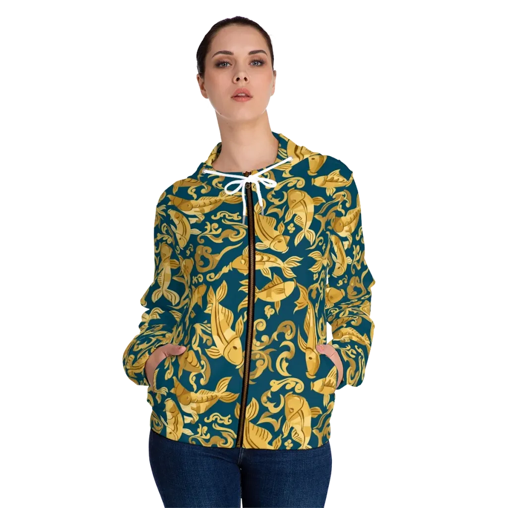 Golden Pond on Women's Full-Zip Hoodie — Front On Person