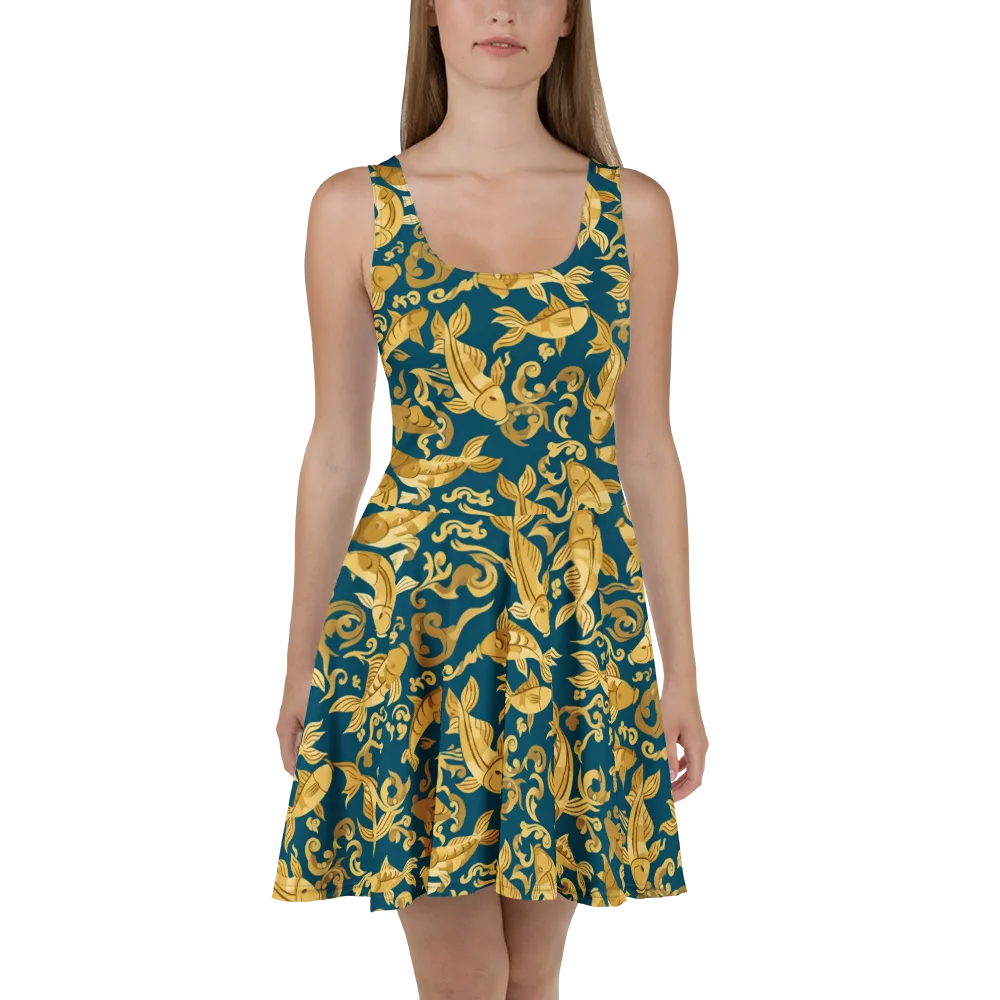 Golden Pond on Skater Dress — Front