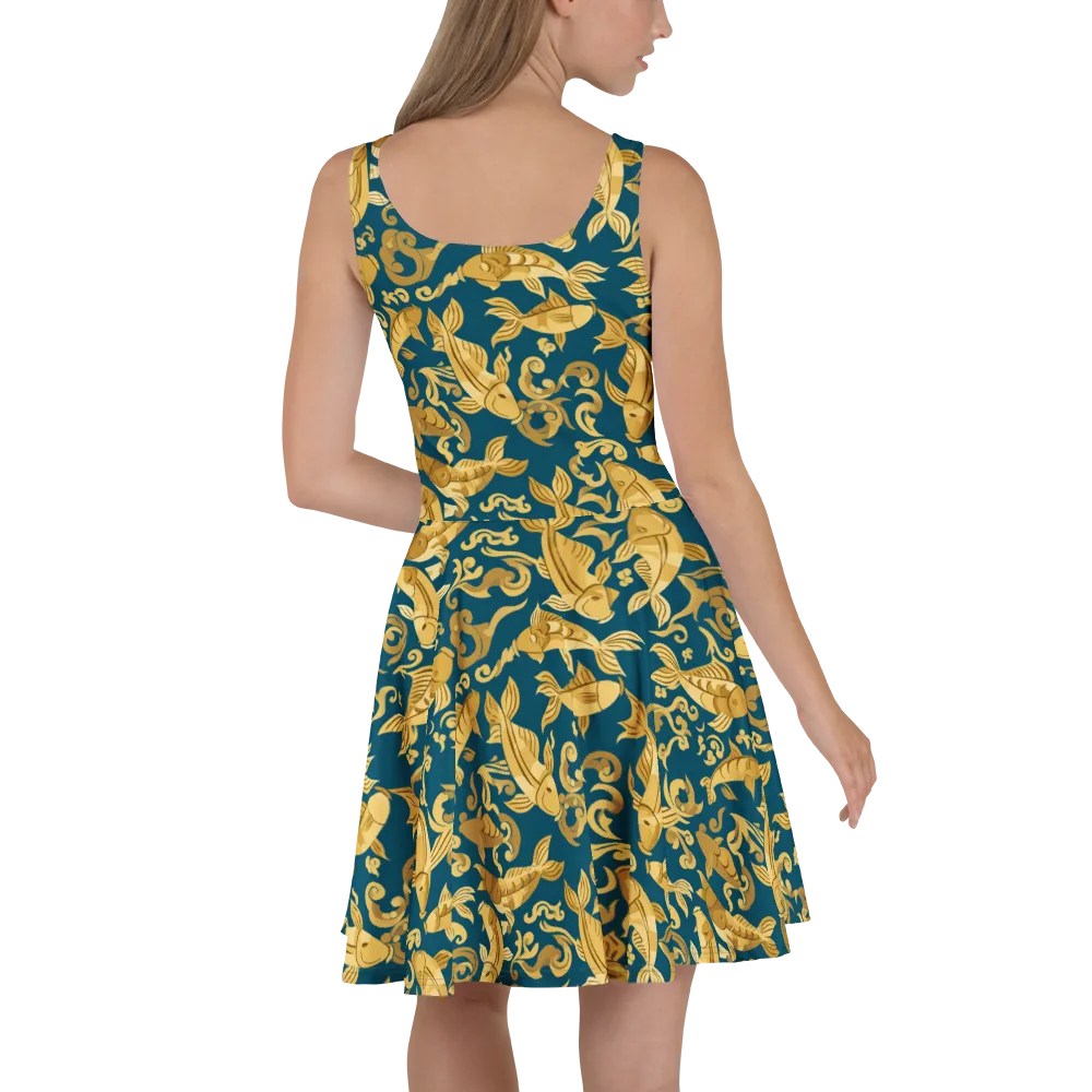 Golden Pond on Skater Dress — Back