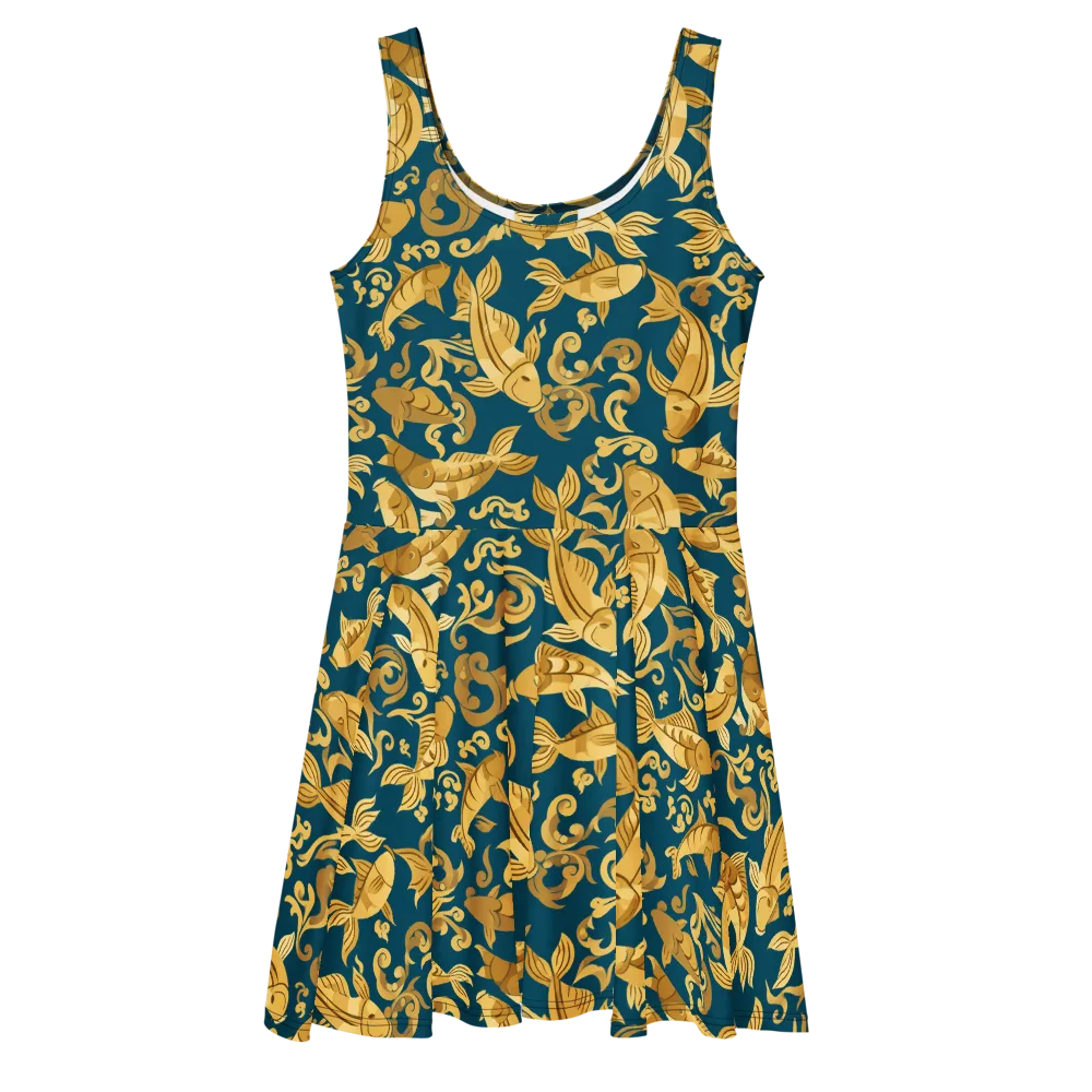 Golden Pond on Skater Dress — Front
