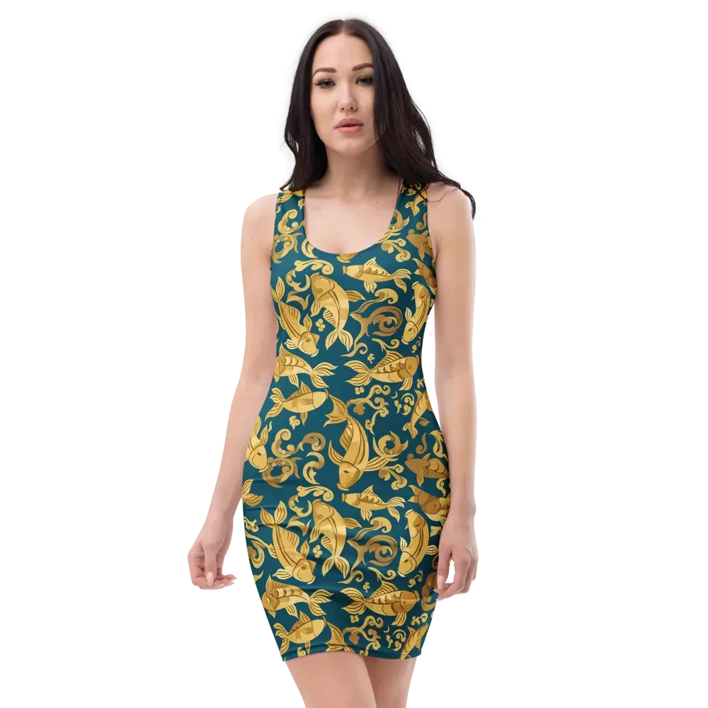 Golden Pond on Bodycon Dress — Front