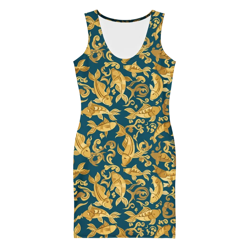 Golden Pond on Bodycon Dress — Front