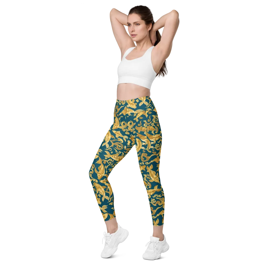 Golden Pond on Leggings with Pockets — Left Front