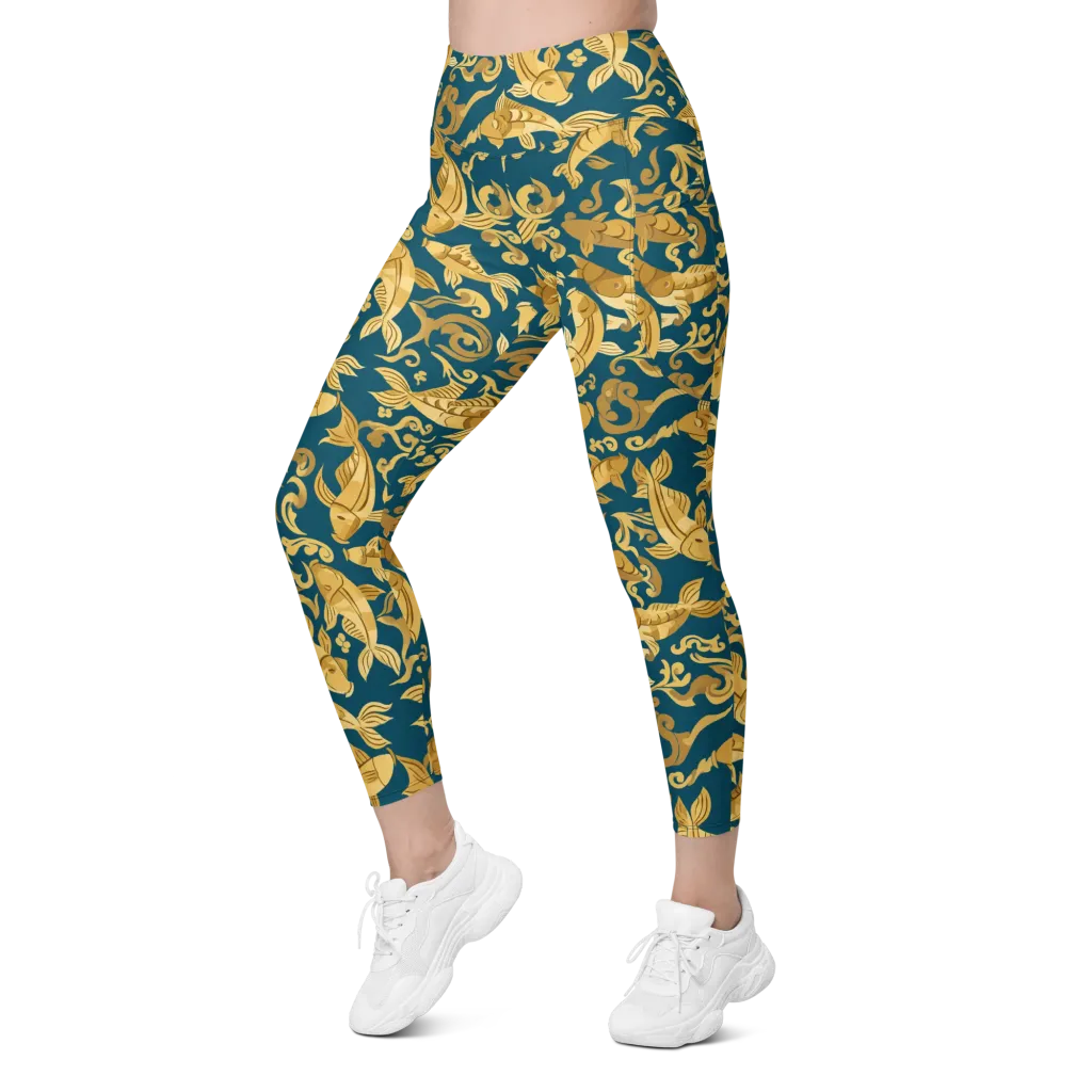 Golden Pond on Leggings with Pockets — Left Front