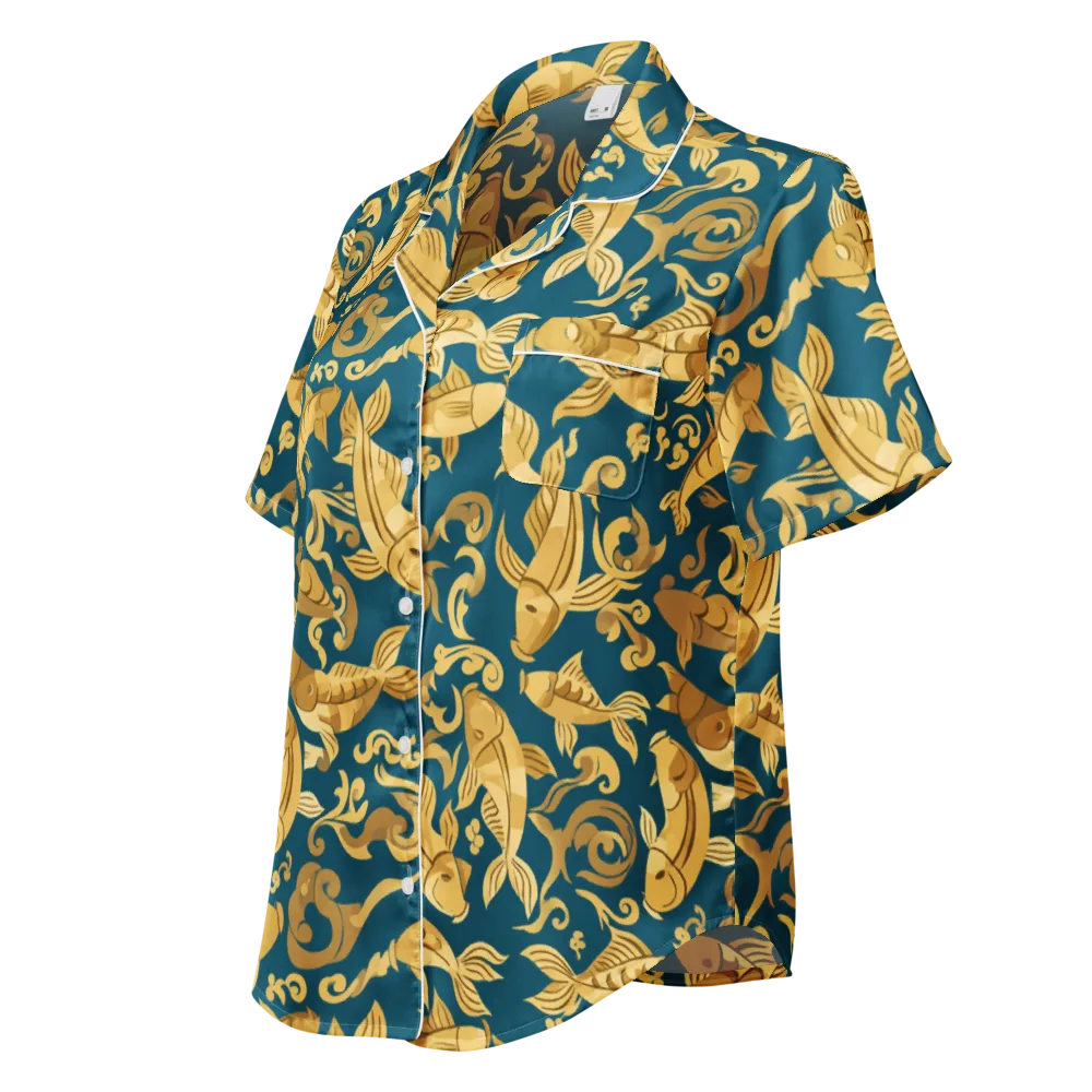 Golden Pond on Women's Short Sleeve Pajama Top — Left Front