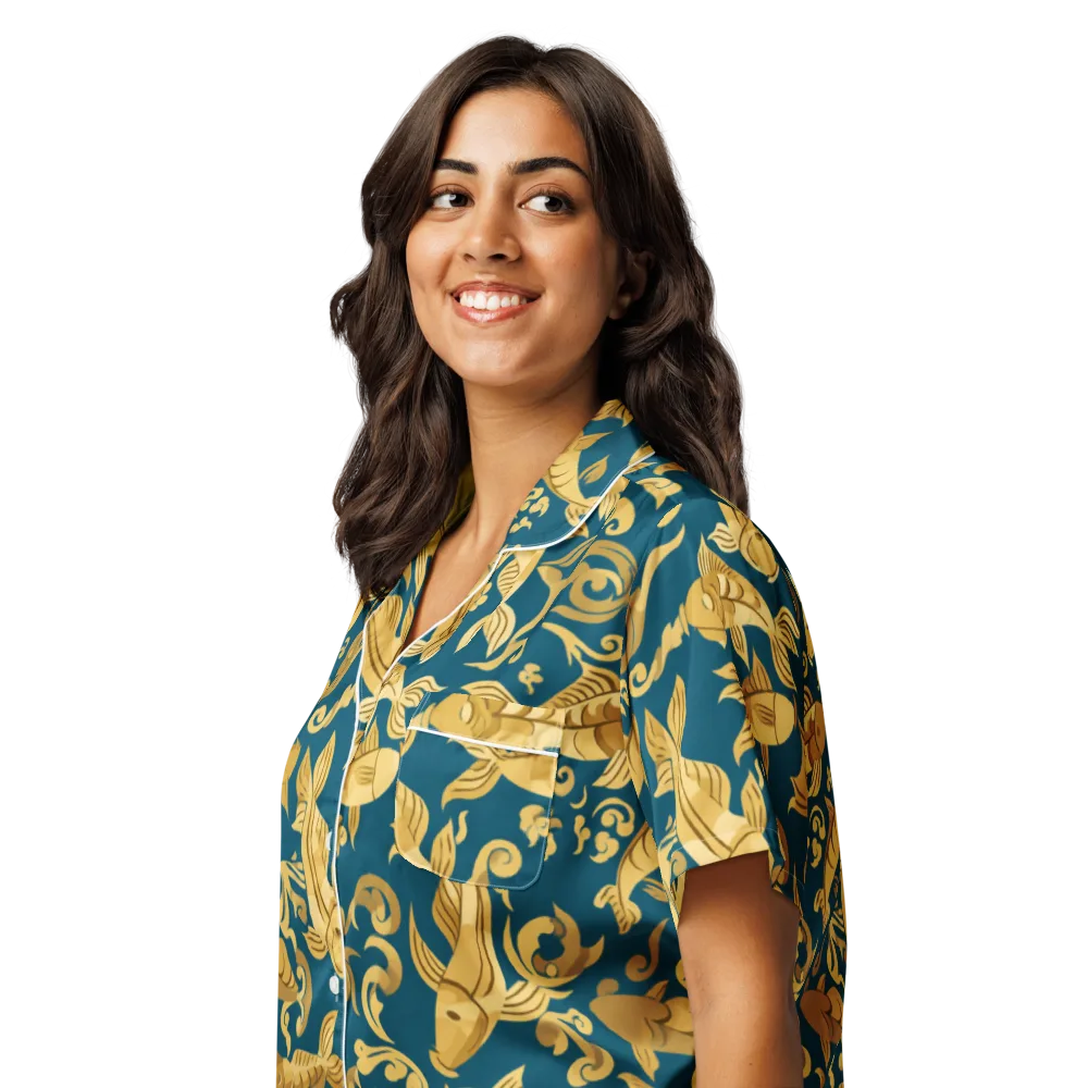 Golden Pond on Women's Short Sleeve Pajama Top — Left Front