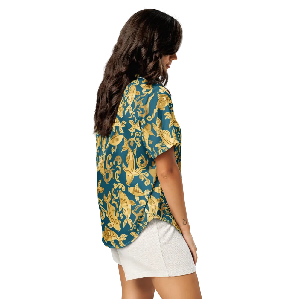 Golden Pond on Women's Short Sleeve Pajama Top — Right Back