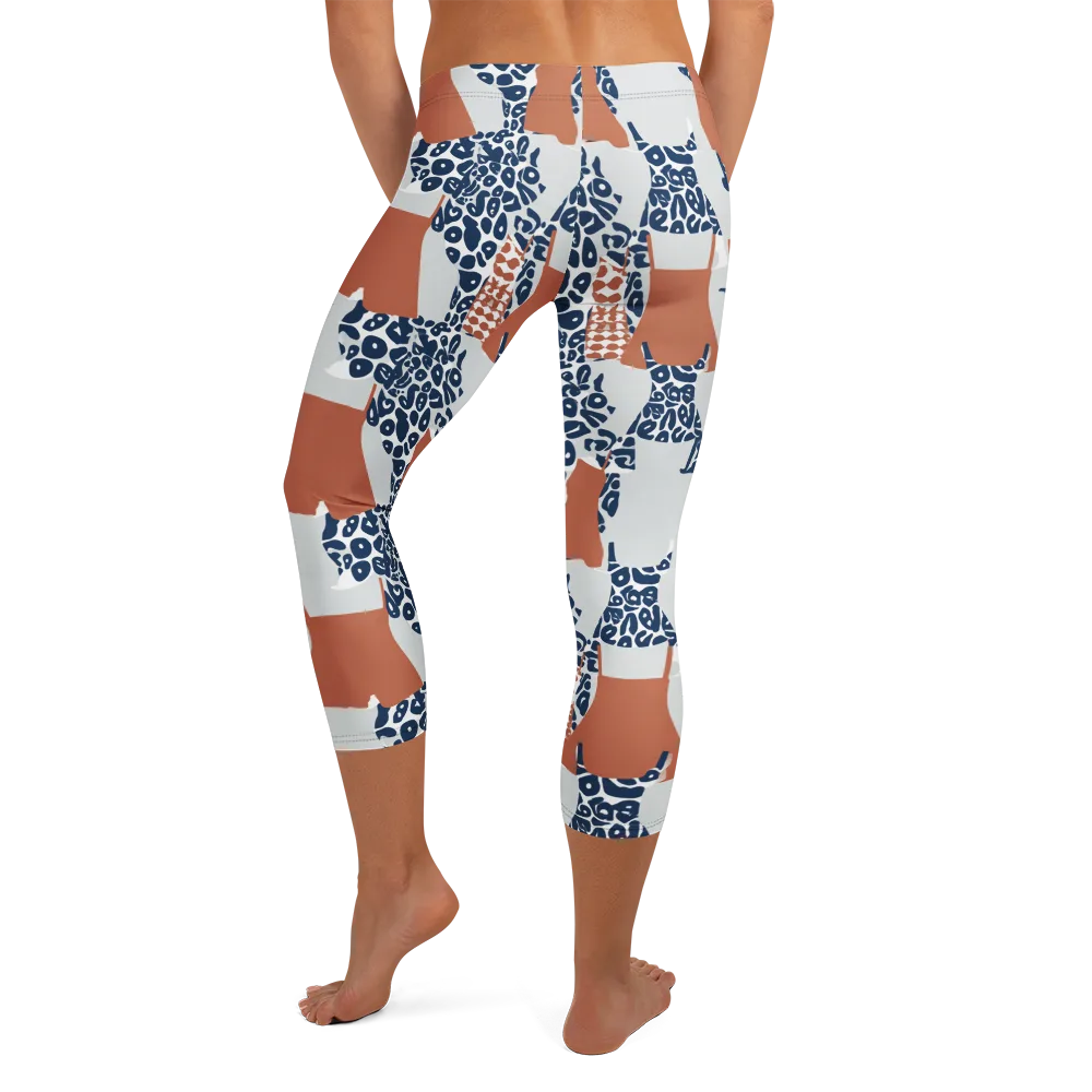Indigo Apron on Capri Leggings — Back