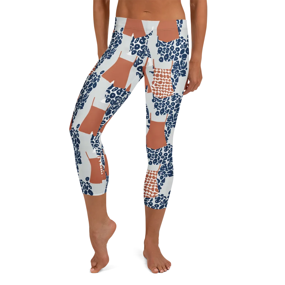 Indigo Apron on Capri Leggings — Front