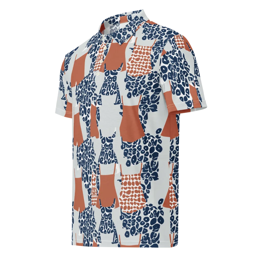 Indigo Apron on Men's Slim Fit Polo Shirt — Left Front