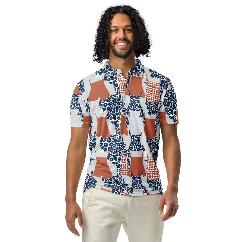 Indigo Apron on Men's Slim Fit Polo Shirt — Front