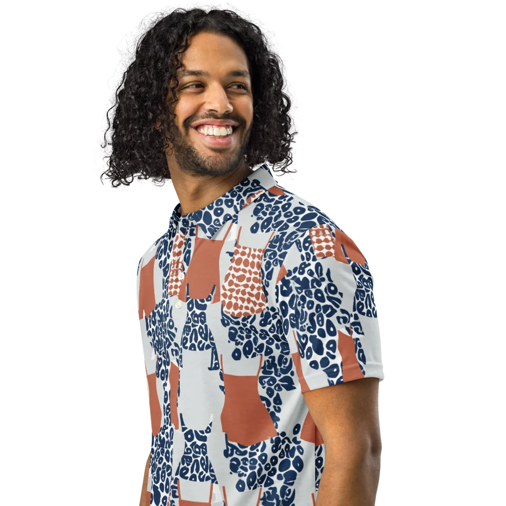 Indigo Apron on Men's Slim Fit Polo Shirt — Left Front