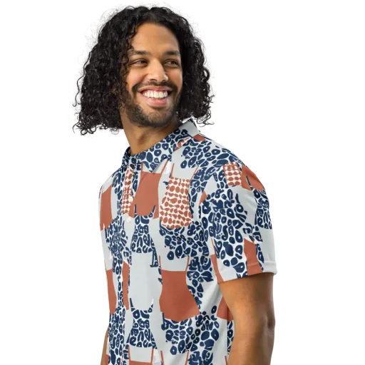 Indigo Apron on a Men's Slim Fit Polo Shirt