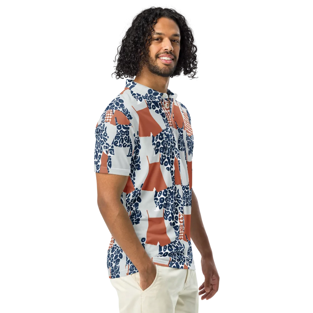 Indigo Apron on Men's Slim Fit Polo Shirt — Right Front