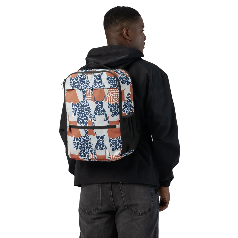 Indigo Apron on Utility Backpack — Back