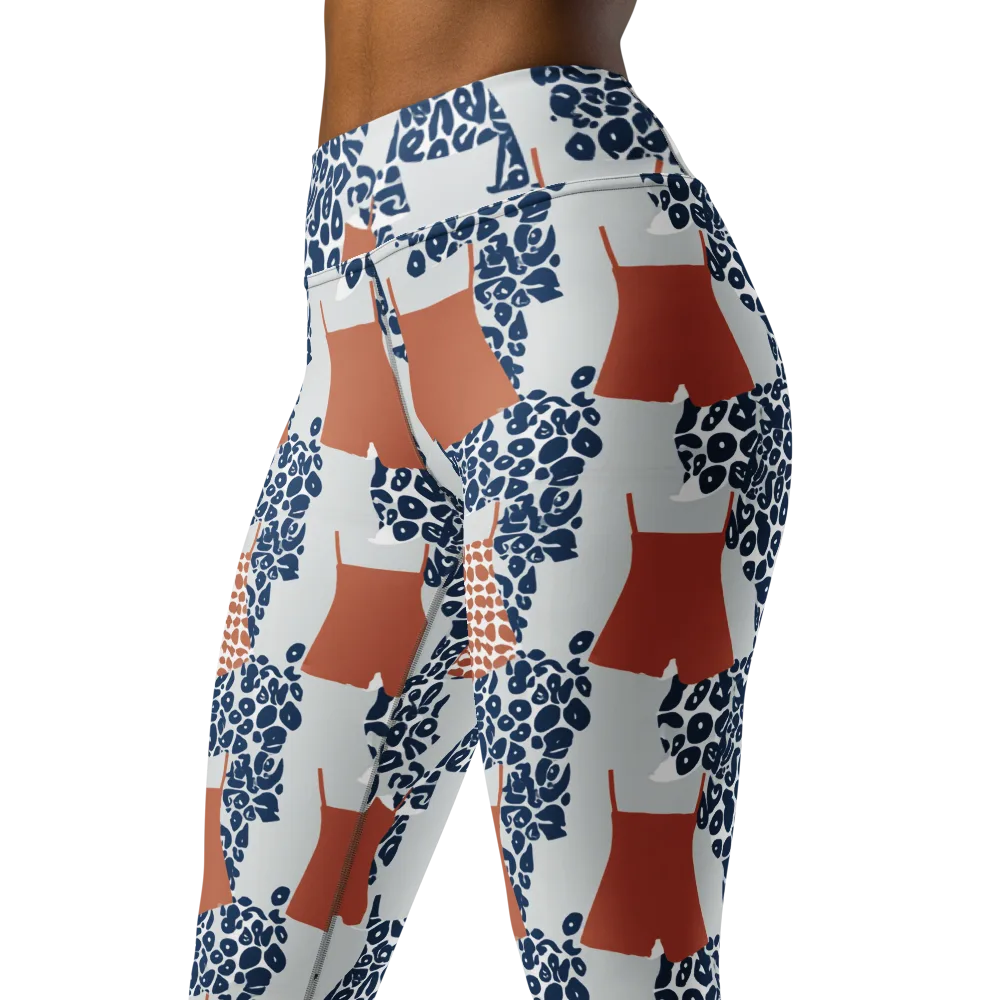 Indigo Apron on Yoga Leggings — Left Front