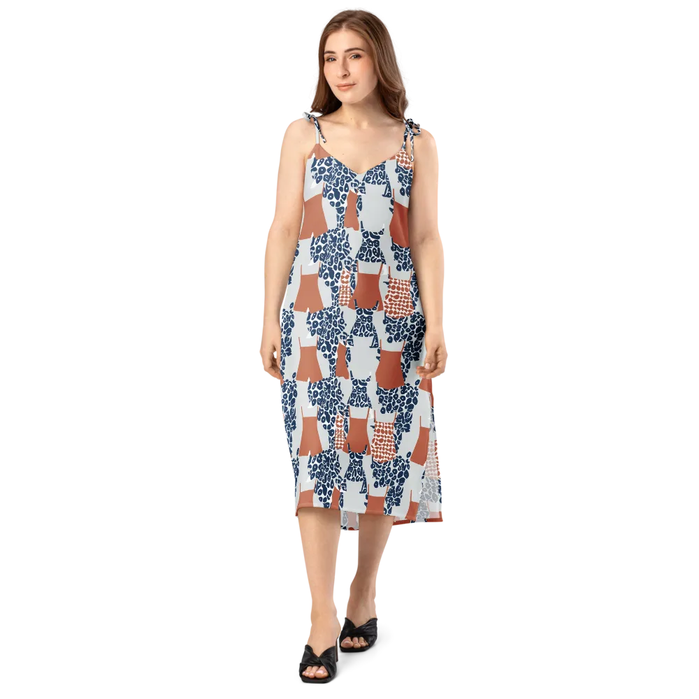 Indigo Apron on Slip Dress — Front