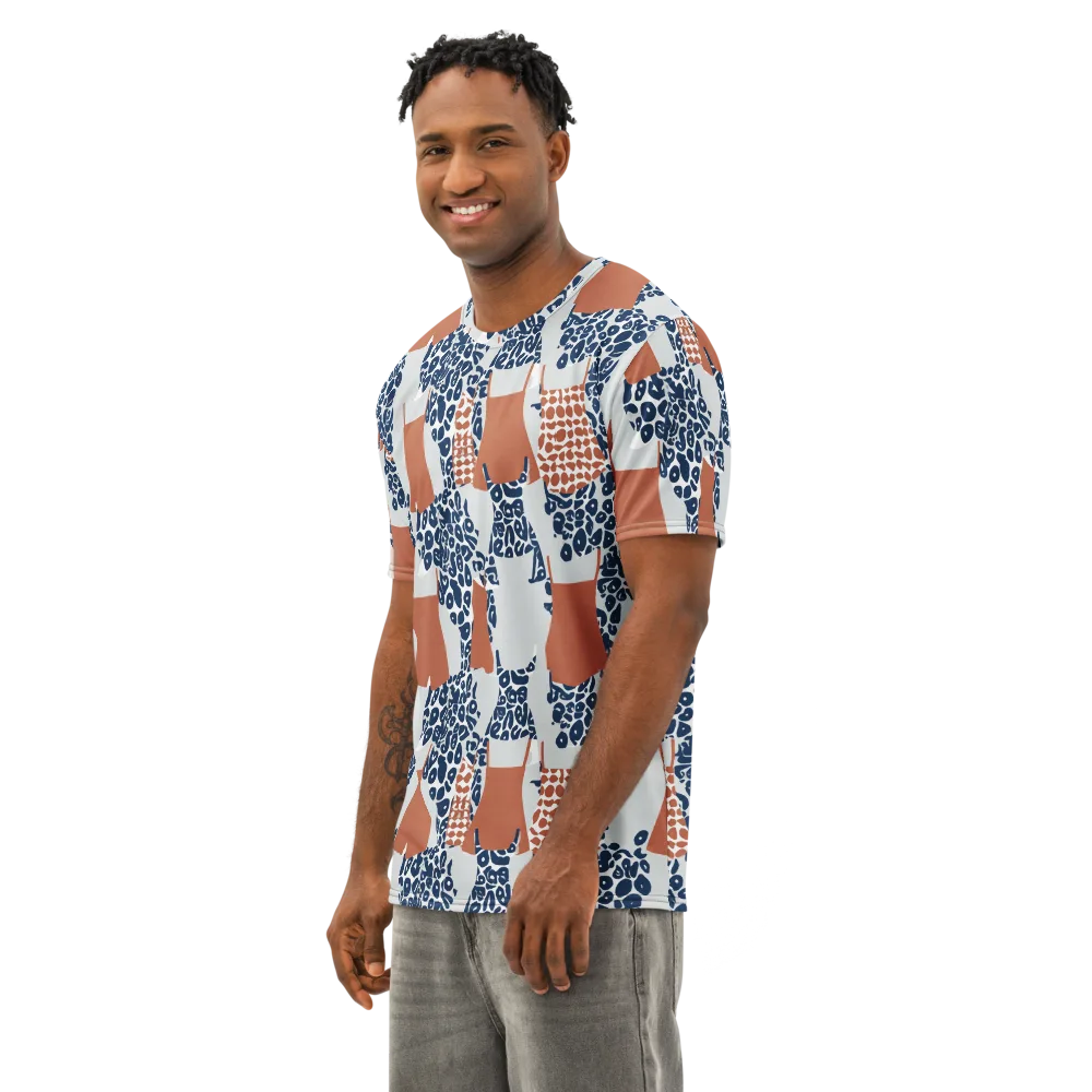 Indigo Apron on Men's Cotton Crew Neck T-Shirt — Left Front