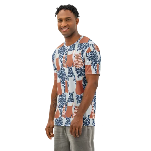 Indigo Apron on a Men's Cotton Crew Neck T-Shirt