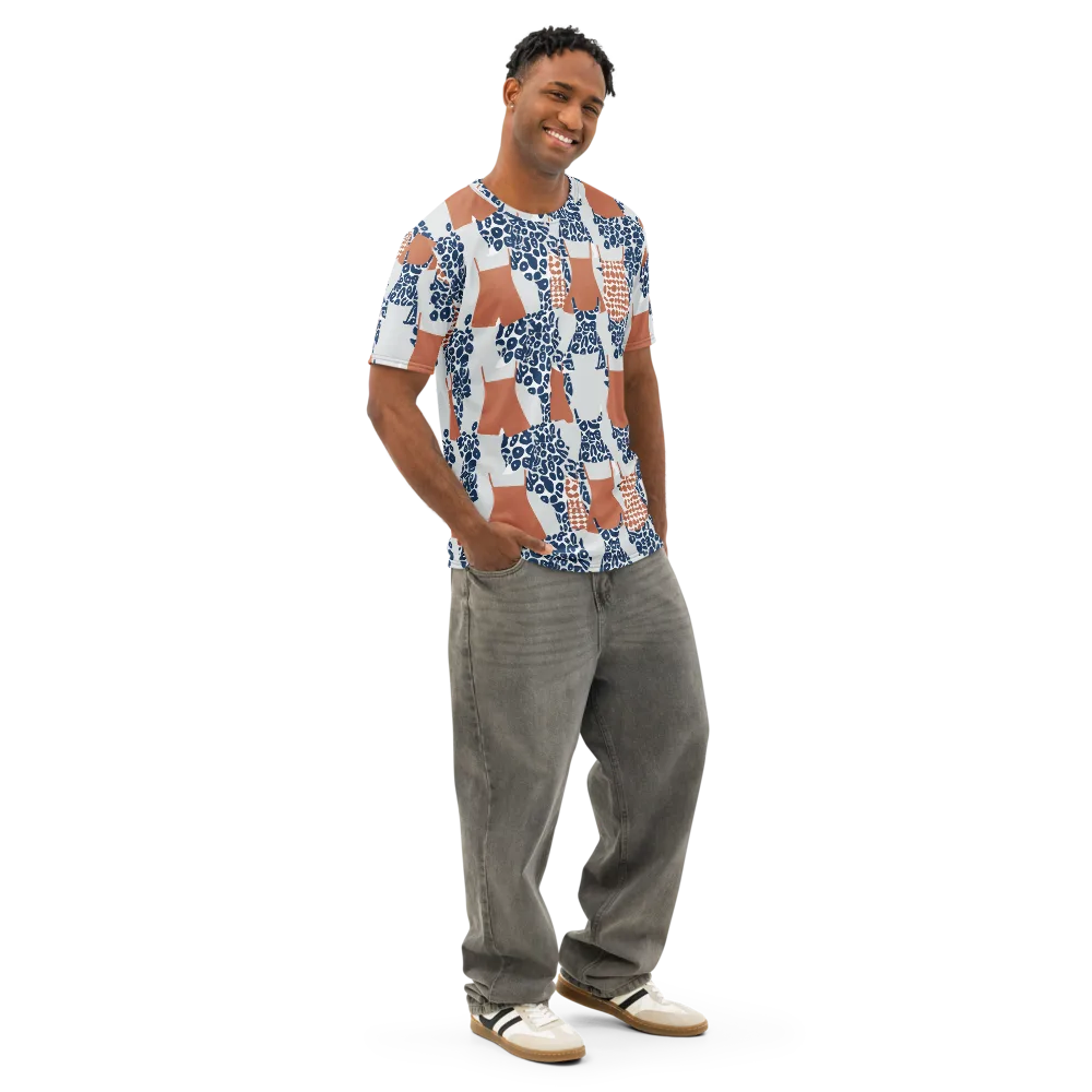 Indigo Apron on Men's Cotton Crew Neck T-Shirt — Right Front