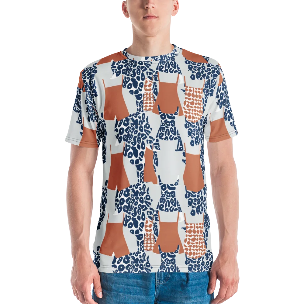Indigo Apron on Men's Crew Neck T-Shirt — Front