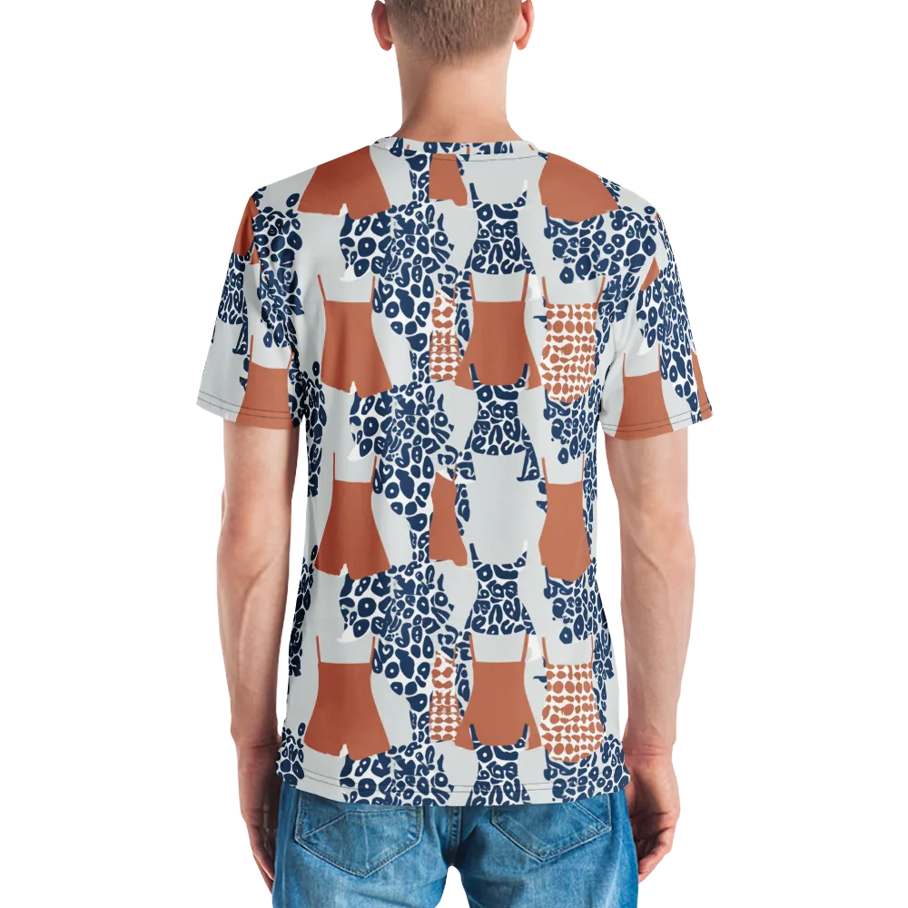 Indigo Apron on Men's Crew Neck T-Shirt — Back