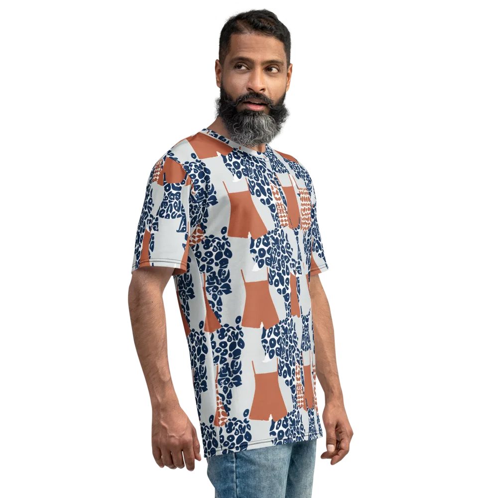 Indigo Apron on Men's Crew Neck T-Shirt — Right