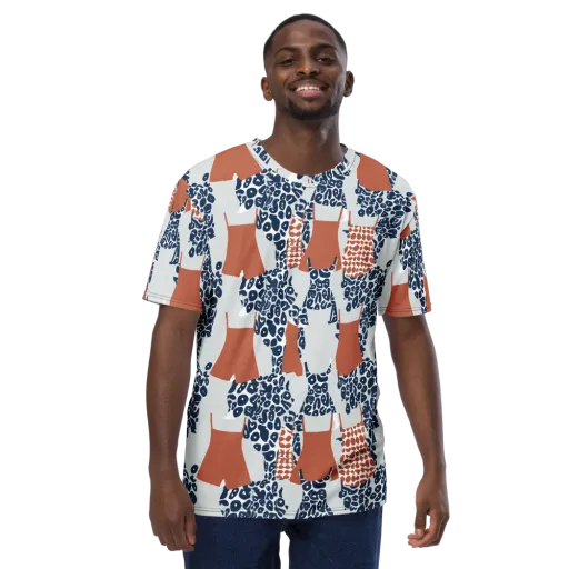 Indigo Apron on a Men's Crew Neck T-Shirt