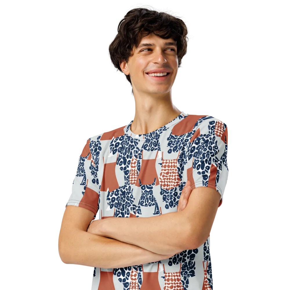 Indigo Apron on Men's Crew Neck T-Shirt — Left Front