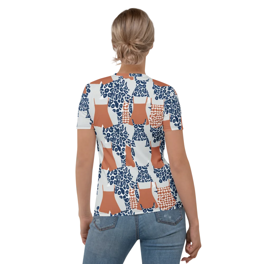 Indigo Apron on Women's Crew Neck T-Shirt — Back